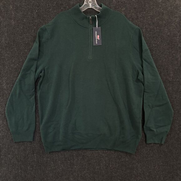 Vineyard Vines Sweater Mens XXL Charleston Green Boathouse Quarter Zip Wool NWT - Picture 1 of 9